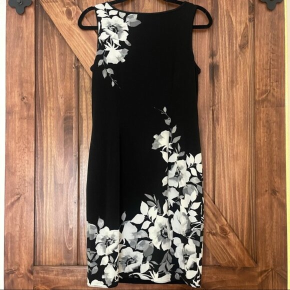 White House Black Market Black Floral Reversible Dress XS/S - Picture 4 of 5